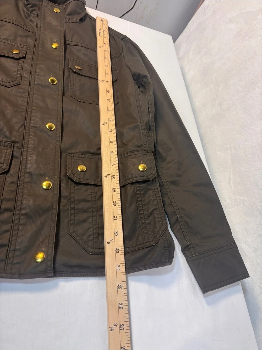 JCrew Downtown Field Waxed Utility Mossy Brown Green Jacket XS Obama